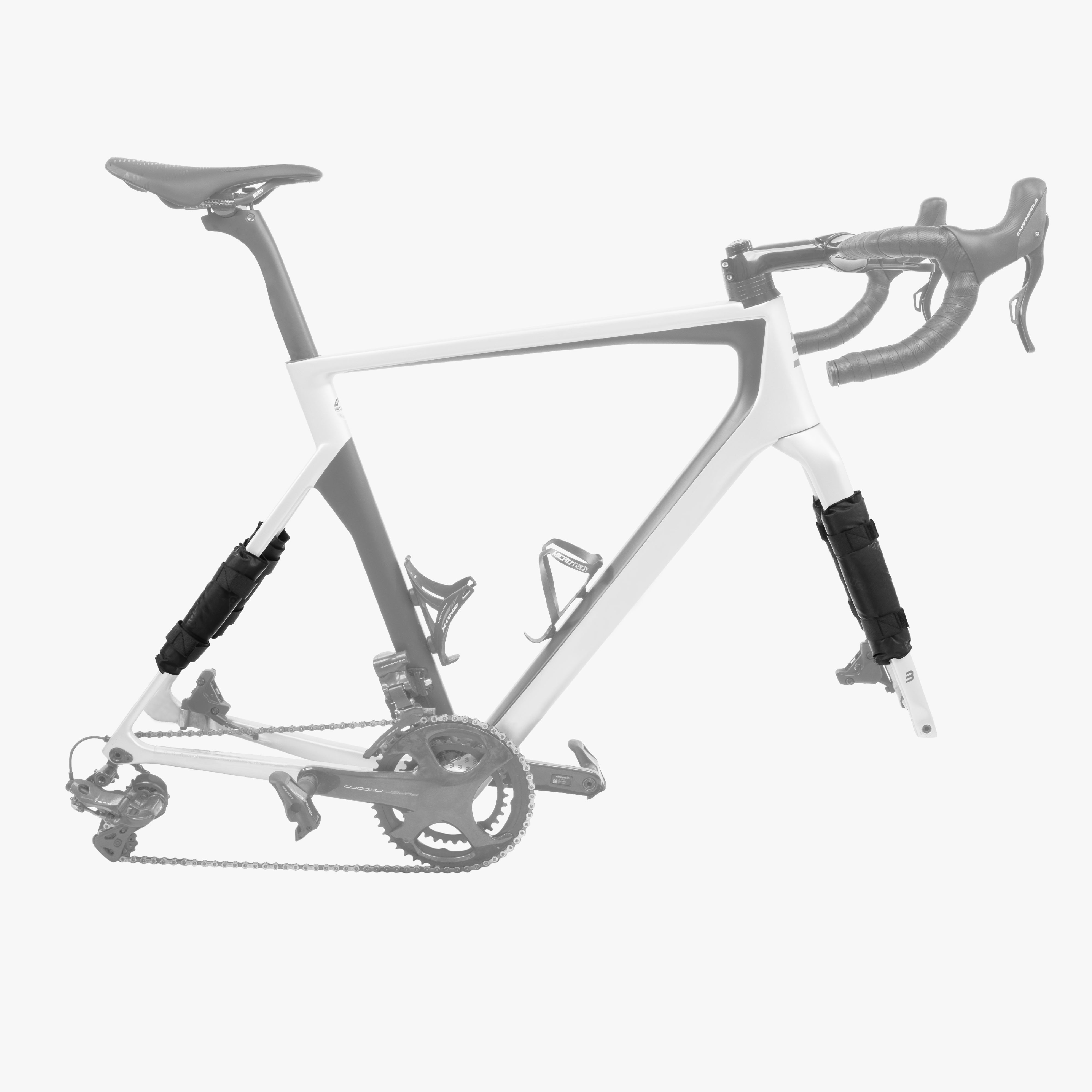 BICYCLE FRAME FRONT FORK & SEAT STAY PROTECTION PAD SET Black