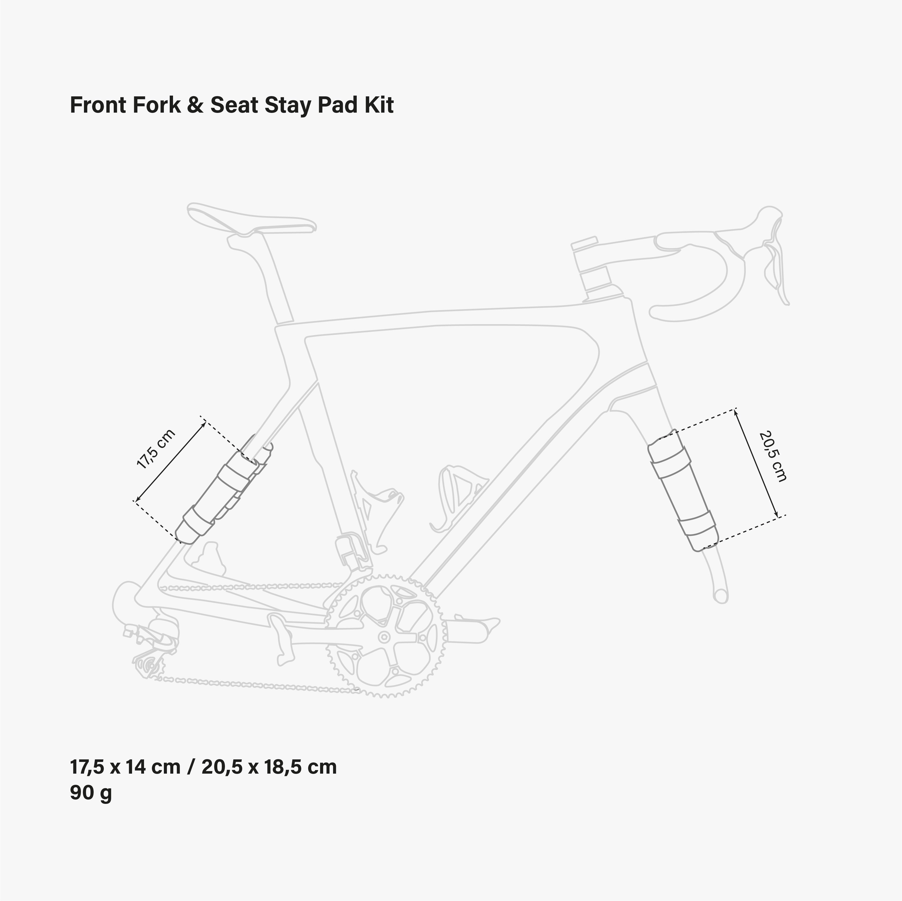 BICYCLE FRAME FRONT FORK & SEAT STAY PROTECTION PAD SET Black