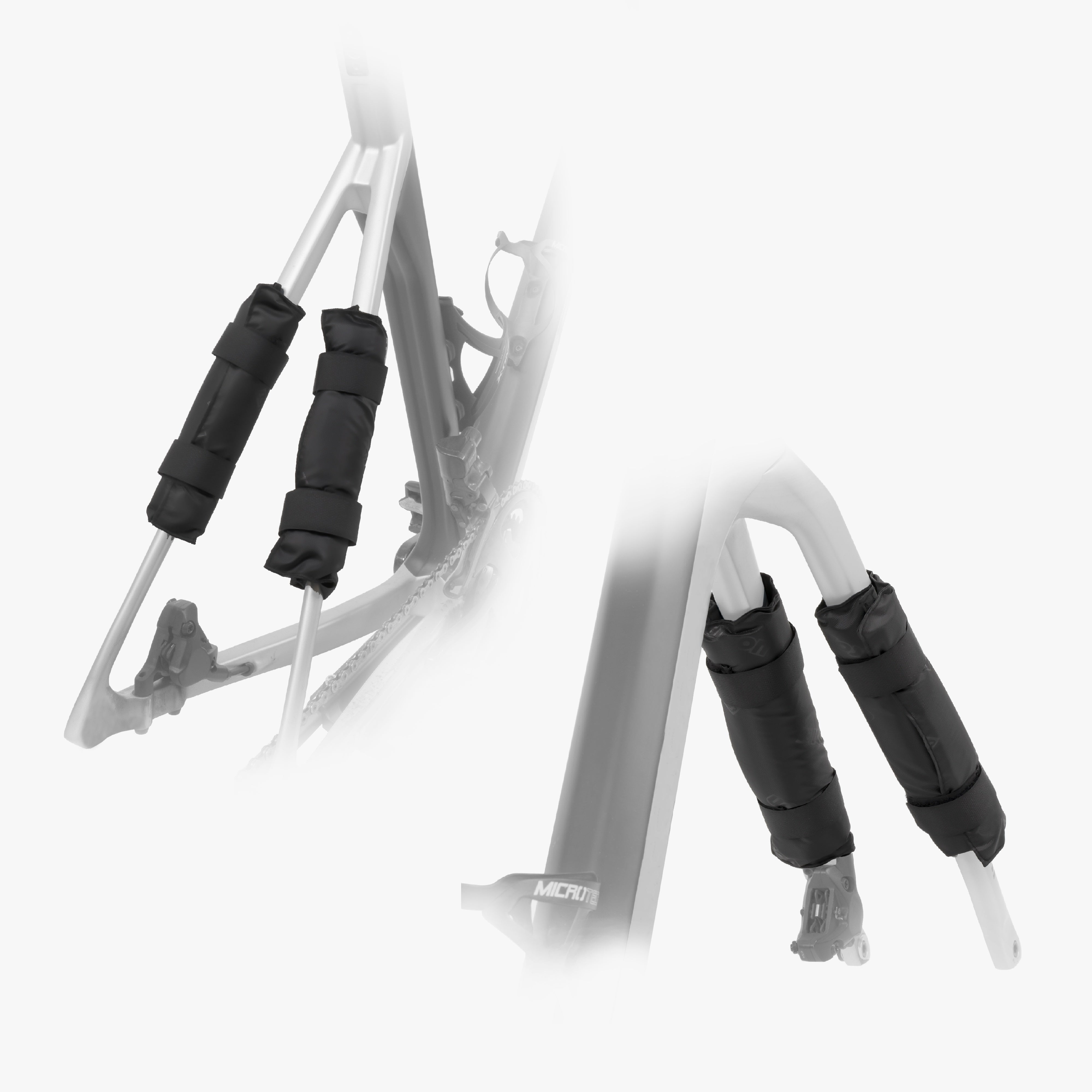 BICYCLE FRAME FRONT FORK & SEAT STAY PROTECTION PAD SET Black